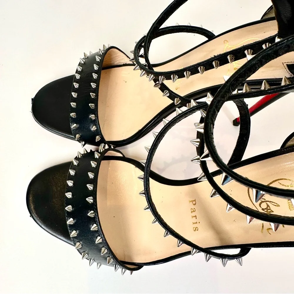 ✨ Christian Louboutin “So Me” Studded Strappy Sandals | Size 39 Black | Red Sole - Picture 6 of 12